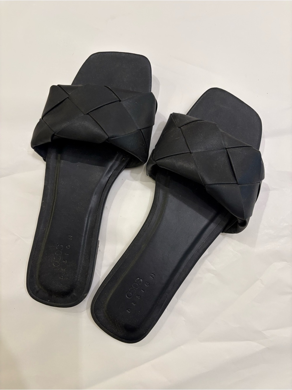 ASOS Black Woven Slide Sandals - Women